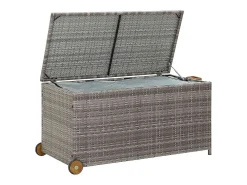 Caixa de arrumação p/ jardim 120x65x61 cm vime PE cinza-claro