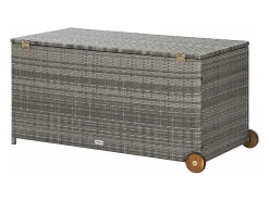 Caixa de arrumação p/ jardim 120x65x61 cm vime PE cinza-claro
