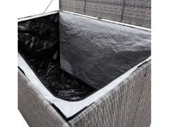 Caixa de arrumação para jardim 150x100x100 cm vime PE cinzento