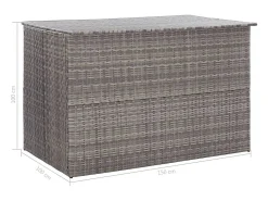 Caixa de arrumação para jardim 150x100x100 cm vime PE cinzento