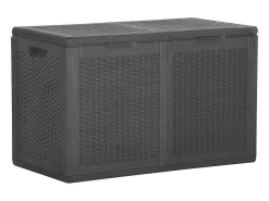 Caixa de arrumação para jardim 180 L vime PP preto