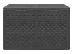 Caixa de arrumação para jardim 180 L vime PP preto