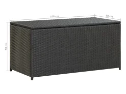 Caixa de arrumação para jardim 100x50x50 cm vime PE preto
