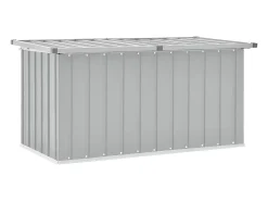 Caixa de arrumação para jardim 129x67x65 cm cinzento