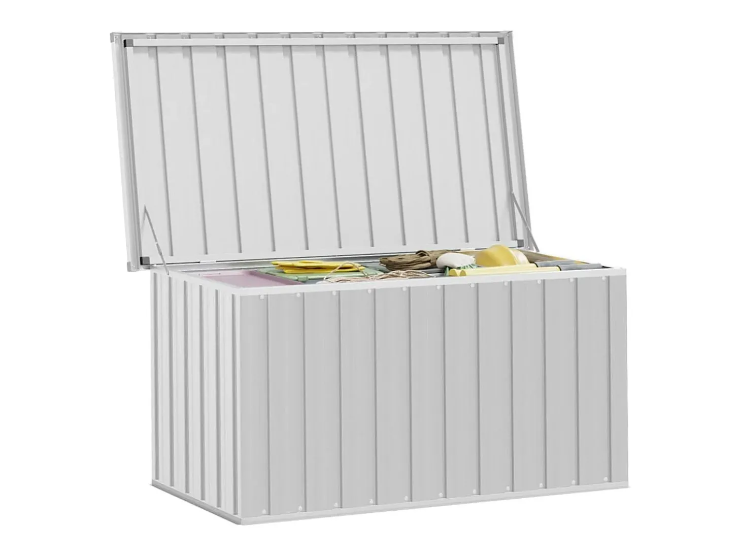 Caixa de arrumação para jardim 129x67x65 cm cinzento