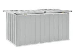 Caixa de arrumação para jardim 129x67x65 cm cinzento