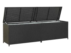 Caixa de arrumação para jardim 200x50x60 cm vime PE preto