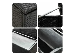Caixa de arrumação para jardim 200x50x60 cm vime PE preto