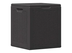 Caixa de arrumação para jardim 90 L vime PP preto