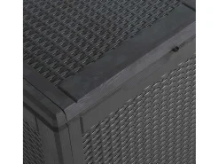 Caixa de arrumação para jardim 90 L vime PP preto