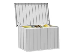Caixa de arrumação para jardim 109x67x65 cm cinzento