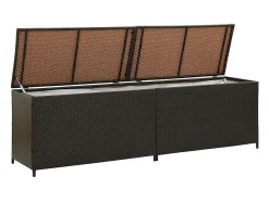 Caixa de arrumação para jardim 200x50x60 cm vime PE castanho