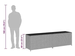 Caixa de arrumação para jardim 200x50x60 cm vime PE castanho