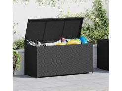 Caixa de arrumação para jardim 120x50x60 cm vime PE preto