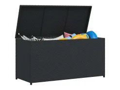 Caixa de arrumação para jardim 120x50x60 cm vime PE preto