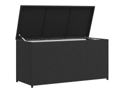 Caixa de arrumação para jardim 120x50x60 cm vime PE preto