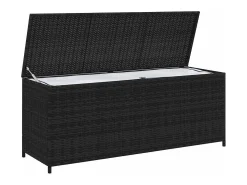 Caixa de arrumação para jardim 150x50x60 cm vime PE preto