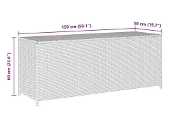 Caixa de arrumação para jardim 150x50x60 cm vime PE preto