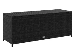 Caixa de arrumação para jardim 150x50x60 cm vime PE preto