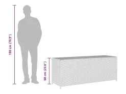 Caixa de arrumação para jardim 150x50x60 cm vime PE preto