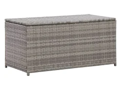 Caixa de arrumação para jardim 100x50x50 cm vime PE cinzento