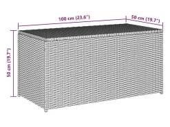 Caixa de arrumação para jardim 100x50x50 cm vime PE cinzento