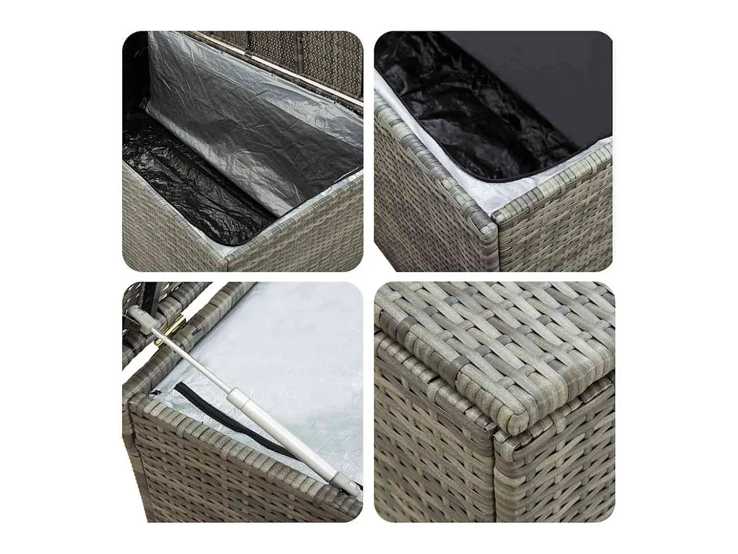 Caixa de arrumação para jardim 100x50x50 cm vime PE cinzento
