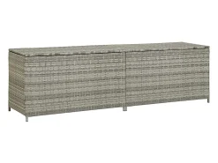 Caixa de arrumação para jardim 200x50x60 cm vime PE cinzento