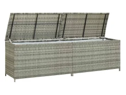 Caixa de arrumação para jardim 200x50x60 cm vime PE cinzento