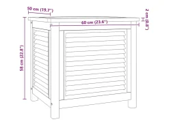 Caixa de arrumação para jardim com saco 60x50x58 cm teca maciça