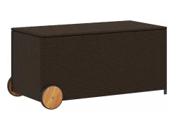 Caixa de arrumação para jardim com rodas 190L vime PE castanho