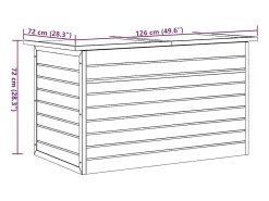 Caixa de arrumação para jardim 126x72x72 cm madeira