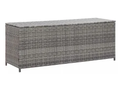 Caixa de arrumação para jardim 150x50x60 cm vime PE cinzento
