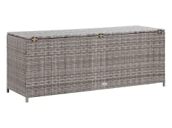 Caixa de arrumação para jardim 150x50x60 cm vime PE cinzento
