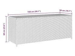 Caixa de arrumação para jardim 150x50x60 cm vime PE cinzento