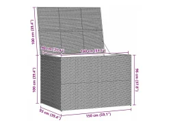 Caixa de arrumação para jardim 150x100x100 cm vime PE castanho
