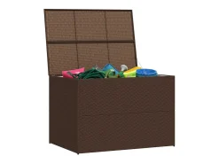 Caixa de arrumação para jardim 150x100x100 cm vime PE castanho