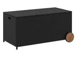 Caixa de arrumação para jardim com rodas 190L vime PE preto