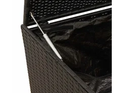 Caixa de arrumação para jardim com rodas 190L vime PE preto