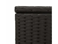 Caixa de arrumação para jardim com rodas 190L vime PE preto