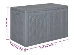 Caixa de arrumação para jardim 180 L vime PP cinzento