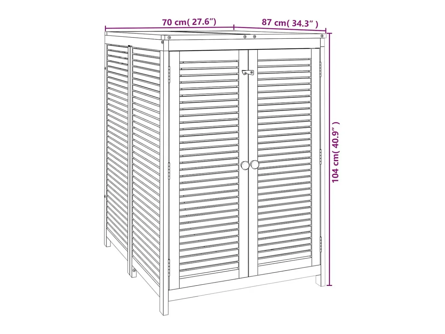 Caixa de arrumação para jardim 70x87x104 cm acácia maciça