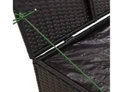 Caixa de arrumação para jardim 291L vime PE preto