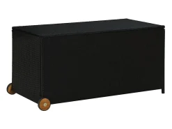 Caixa de arrumação para jardim 120x65x61 cm vime PE preto