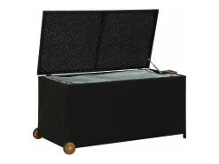 Caixa de arrumação para jardim 120x65x61 cm vime PE preto