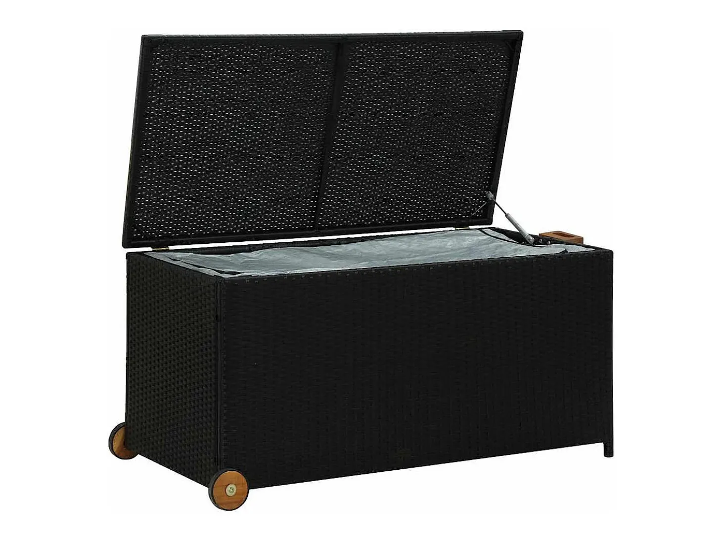 Caixa de arrumação para jardim 120x65x61 cm vime PE preto