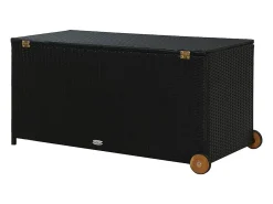 Caixa de arrumação para jardim 120x65x61 cm vime PE preto