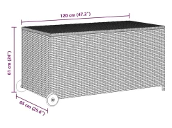 Caixa de arrumação para jardim 120x65x61 cm vime PE preto
