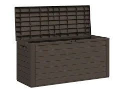 Caixa de arrumação para jardim 116x44x55 cm castanho