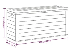Caixa de arrumação para jardim 116x44x55 cm castanho